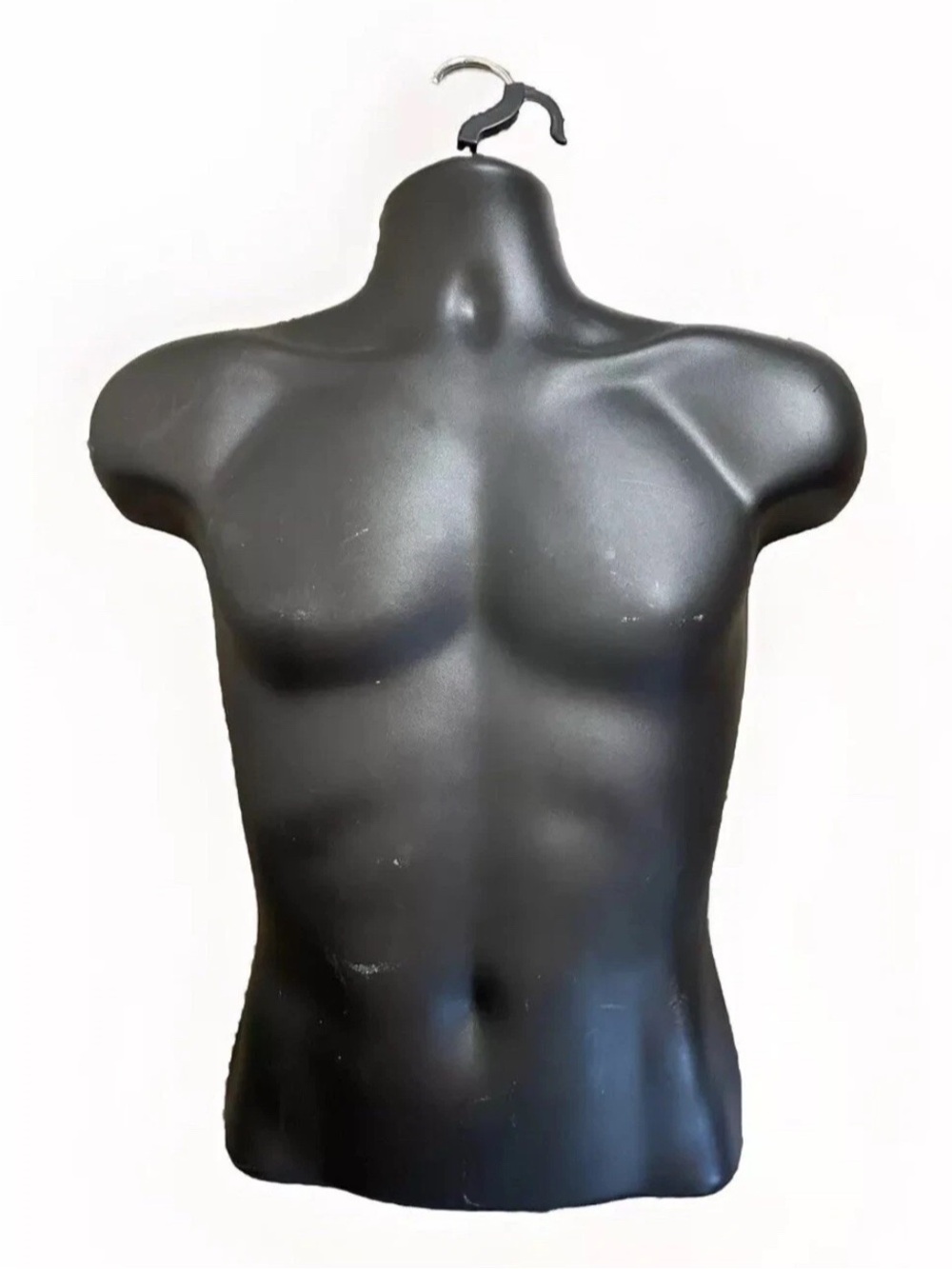 Torso Form Molded Man's Shirt Frosted Fits S - L Hanging Male Mannequin Black